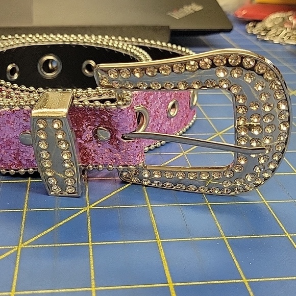 Western Glittered Pink Rhinestone 45\